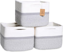 NaturalCozy Storage Cubes 9”x9”x7”Cotton Rope Woven Baskets for Organizing 3-Pack | 9 Inch Cube Storage Bin | Small Basket for Shelf Nursery, Pantry, Decorative Plant, Bathroom Closet, Toy Gift by TinyTreasures Baby Boutique