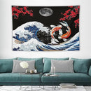 Houselerax Japanese Koi Fish Tapestry, Yin Yang Big Wave Red Cherry Blossom Tapestries Wall Hanging for Bedroom Living Room Office Decor 90"x60" by CozyNest Decor