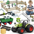 46Pcs Farm Toys, Tractor Toy w/Lights & Sound, Farm Animals Toys for 3 4 5 6 7 8+ Year Old Toddler Girls Boys Kid, Figures Farmer Vehicle Truck Fence Farm Playset Educational Learning Toys by GreenHaven Gardens