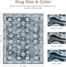 Floral 8x10 Area Rug for Living Room, Large Washable Blue Rugs, Soft Non Slip Carpets, Stain Resistant Low Pile Carpet for Indoor Dining Bedroom Under Table Home Office Nursery, Blues Garden by TinyTreasures Baby Boutique