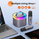 YLL Karaoke Machine for Adults Kids, Portable Bluetooth Karokee Speaker with 2 Wireless Microphones, Singing Karaoke Machine Built-in LED Lights for Birthday Gifts, Family Home Party(Space Gray) by TinyTreasures Baby Boutique