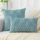 decorUhome Fall Throw Pillow Covers 22x22 Inch Set of 2, Soft Plush Decorative Faux Fur Aqua Solid Couch Pillow Covers, Accent Farmhouse Neutral Square Euro Pillow Cases for Sofa Bed Living Room by CozyNest Decor