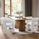White Boucle Dining Chairs Set of 4, Modern Barrel Dining Room Chairs Upholstered Faux Fur Accent Chair with Arms and Round Back for Living Room Kitchen Armchair No Assembly Needed by CozyNest Decor