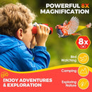 Binoculars for Kids 8x21 High-Resolution Real Optics with Magnifying Glass & Whistle Compass, Kids Binoculars for 3-12 Years Boys and Girls, Best Kids Toys for Outdoor Bird Watching, Hiking, Travel by TinyTreasures Baby Boutique