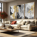 YJYart Gold Wall Art Abstract Wall Art Living Room Decor Black and White Canvas Picture Home Decor Wooden Frame Line Paintings Modern Artwork Office Decor 24"x 36"x 3 Pieces by CozyNest Decor