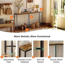 SUPERJARE Console Table with Outlet, 63 Inch Sofa Table with Charging Station, Narrow Entryway Table, Behind Couch Table, for Living Room, Plants - Rustic Brown by CozyNest Decor