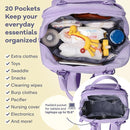RUVALINO Diaper Bag Backpack, Multifunction Travel Pack Maternity Baby Changing Bags, Large Capacity, Waterproof, Taro Purple by TinyTreasures Baby Boutique