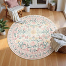 Wonnitar Washable Round Rugs 6ft, Pink Floral Circle Rug Large Round Carpet for Bedroom, Boho Soft Ultra-Thin Circular Carpets for Kids Playroom Living Room Nursery by TinyTreasures Baby Boutique