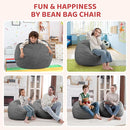 2FT Bean Bag Chair, Comfy Bean Bag Chairs with Memory Foam Filled, Fluffy Beanbag Sofa with Dutch Velvet Cover, Teardrop BeanBag Chairs for Living Room, Playroom - Grey by TinyTreasures Baby Boutique