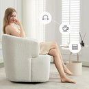 Swivel Accent Chair, Sherpa Teddy Barrel Chair for Living Room, Cozy Round Boucle Arm Chair, Metal Base for Club Nursery Bedroom, White by CozyNest Decor