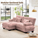 Loveseat Modular Sectional Sofa, L Shaped Couch with Ottoman, Cloud Couch Sectional Couch Home Sofa Living Room Oversized Couch Deep Seat Couch with Round Bolster Armrests 4 Pillows(Pink) by CozyNest Decor