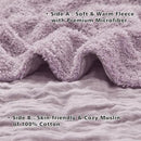 EMME Muslin and Fleece Throw Blanket Reversible - 50"*60" Lavender Soft Warm Throw Blankets for Couch Bed Picnic Travel Bed by CozyNest Decor