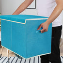 popoly Large Toy Box Chest Storage with Flip-Top Lid, Collapsible Toy Bin Storage Organizer for Boys, Kids, Girls, Toys, Playroom Organizers, 25"x13" x16"(Linen Teal) by TinyTreasures Baby Boutique