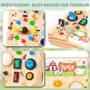 Joyreal Wooden Busy Board with LED Light, Montessori Toddler Toys, Wooden Sensory Board, Toddlers Activity Travel Toys for Boy & Girl Birthday Gift (Farm Theme) by TinyTreasures Baby Boutique