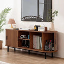 62" Tambour Door TV Stand,Wood Mid Century Modern TV Cabinet for Up to 70“ TV,Curved Edge Long TV Stand with Storage for Bedroom Living Room(Walnut, 62.2inch) by CozyNest Decor
