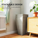 Outsunny Tall Planters for Outdoor Plants Set of 3, 28 in Taper Planters with Drainage Holes, Indoor Grande Plant Pots, Front Porch Decor, Grey by CozyNest Decor