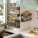 X-cosrack 6-Tier Wall-Mounted Spice Rack Organizer with Mixed Basket Sizes, Height-Adjustable Hanging Spice Shelf for Kitchen Pantry Cabinet, Large-Capacity Seasoning Holder, Black by CozyNest Decor