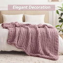 Chunky Knit Throw Blanket, 50''*60'' Knitted Throw Chenille Yarn for Bed Couch, Handmade Muted Pink Crochet Big Thick Blanket, Machine Washable Cute Comfy Blanket for Home Decor by CozyNest Decor
