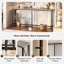 SUPERJARE 70 Inch Console Table with Outlets and USB-C Port, Extra Long Behind Couch Sofa Table with X-Shaped Design, Narrow for Entryway, Living Room, Metal Frame, Wooden Top, Grey Oak by CozyNest Decor