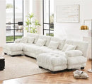 U Shaped Couch Sectional Couch, 4-Seater Cloud Couch Sectional Oversized Couch, Sofa Bed Couch with Round Bolster Armrests 6 Pillows, Modular Couch Home Sofa Living Room Couch(White) by CozyNest Decor