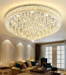 Crystal Chandeliers Modern LED Dimmable Flush Mount Ceiling Chandeliers for Living Room High Ceiling Entrance Foyer Bedroom Dining Room by CozyNest Decor