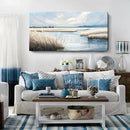 amatop Large Coastal Wall Art Abstract Landscape Beach Ocean Marsh Canvas Print Calming Soft Blue and Beige Wetland Picture Minimalist Neutral Nature Artwork for Bedroom Living Room Office 48x24 by CozyNest Decor