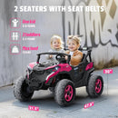 24V 2 Seater Ride on Car Truck, 4x200W, EVA Tires, 4WD/2WD, Rainbow Lights, Remote Control, Shock Absorbers, Bluetooth, Ride On UTV Toy for Kids Ages 3-8, Pink by TinyTreasures Baby Boutique