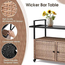 VINGLI Wicker Outdoor Bar Cart with Storage and Wheels, Outdoor Bar Table Serving Cart Rattan Bar Cart with Glass Top and Shelf for Pool, Party, Backyard, Porch (Brown) by CozyNest Decor