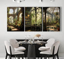 3pcs Framed William Morris Green Plants Canvas Wall Art Medieval Castle Posters Prints Gothictalian Landscape Painting Pictures Paintings Wall Decor for Living Room Bathroom Bedroom Decoration by CozyNest Decor