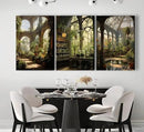 3pcs Framed William Morris Green Plants Canvas Wall Art Medieval Castle Posters Prints Gothictalian Landscape Painting Pictures Paintings Wall Decor for Living Room Bathroom Bedroom Decoration by CozyNest Decor