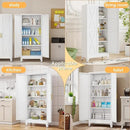 61" H Metal Kitchen Pantry Storage Cabinet, Freestanding Cupboard with 2 Doors and 3 Adjustable Shelves, Standing Storage for Kitchen, Bathroom, Garage, Dinning Room or Utility Room（White） by CozyNest Decor