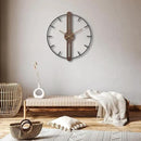 Modern Walnut Dial Wall Clock, Wood Large Wall Clock Decor Metal Frame Silent Non Ticking for Living Room, Bedroom, Kitchen, Study Decoration, Handmade Home Present Idea, 24 in （60 cm） by CozyNest Decor