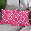 Alysheer Embroidered Decorative Throw Pillow Covers 18x18 inches Set of 2 Pieces, Boho Geometric Modern Chic Classic Pattern Cotton Cushion Cases for Sofa Couch Bed Living Room(Bright Hot Pink) by CozyNest Decor