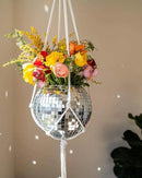 Hanging Disco Ball Planter 8" - with Acrylic Stand and Macrame Plant Hanger - Home Décor, Room Décor, Patio or Boho Décor, Mirror Disco Planter, Disco Decor (8" No Base) by GreenHaven Gardens