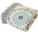 Snycler Boho Throw Blanket for Bed - 100% Cotton Ultra Soft Rustic Quilt - Blue Boho Floral Printed Farmhouse Decor Bed Blankets, 91"×98" All Season Rustic Throw for Sofa Couch Chair
