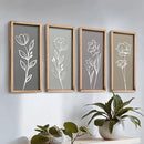 3D Wooden Floral Bathroom Wall Decor (Set of 4) Lightweight, Ready-to-Hang Framed Wall Art For Living Room, Bedroom, or Office - Premium Boho Botanical Farmhouse Decorations - Gift-Boxed by CozyNest Decor