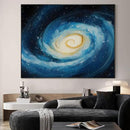 SIGNWIN 46"x60" Extra Large Framed Wall Art Spiral Galaxy Vivid Blue and Yellow Cosmic Space Illustration for Home Living Room Bedroom Decor (Frame Assembly Required) by CozyNest Decor