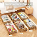 Under Bed Storage Containers With Wheels - 2 Pcs Large Bamboo Wood Rolling Underbed Shoe Storage Bins With Dust Bags for Clothes Blankets, Duvet Covers Snacks Toys (Walnut) by CozyNest Decor