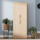 71" Tall Pantry Cabinet with 4 Doors, Kitchen Pantry Storage Cabinet, Freestanding Larder Cupboard, Utility Kitchen Hutch with Gold Handles for Dining Room, Bathroom, Oak by CozyNest Decor