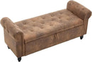 Furniliving 55” End of Bed Bench, Bedroom Bench with Button-Tufted, Large Upholstered Storage Ottoman Entryway Bench with Storage Shoe Cabinet Bench, for Bedroom, PU, Coffee by CozyNest Decor