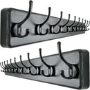 Dseap Wall Mounted Coat Rack: 38-1/4" Long, Patented, Heavy-Duty, 10-Double-Hooks Wooden Hanger Rail for Winter Coats, Hats, Jackets, Clothing - Black, Pack of 2 by CozyNest Decor