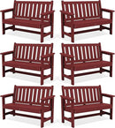 SERWALL Outdoor Bench, HDPE Outdoor Benches Weatherproof, 2-Person Garden Bench with 660 lbs Weight Capacity, Patio Benches for Outdoors, Garden, Porch, Backyard and Park, Red, 6 Pack by GreenHaven Gardens