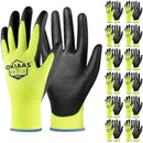 OKIAAS Work Gloves for Men, Ultra Thin and Lightweight Working Gloves with Grip, 12 Pairs Bulk Pack Construction Gloves with Polyurethane Coating for Light Duty Work (Green, X-Large) by GreenHaven Gardens