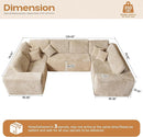 Cloud Sectional Couches for Living Room,U Shaped Modular Sofas No Assembly,135x79 Inches Plush Corduroy Oversized Floor Couch Set with Deep Seat Chaise,Beige by CozyNest Decor