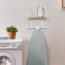 TJ.MOREE Ironing Board Hanger Wall Mount - Laundry Room Decor Iron and Ironing Board Holder with Large Storage Wooden Base Basket and Removable Hooks(T&V Shaped) Cream by CozyNest Decor