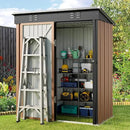 Gizoon 5' x 3' Outdoor Storage Shed with Singe Lockable Door,Galvanized Metal Shed with Air Vent Suitable for The Garden,Tiny House Storage Sheds Outdoor for Backyard Patio Lawn-Brown by GreenHaven Gardens