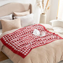 Snuggle Sac Christmas Red Houndstooth Throw Blanket for Couch, Reversible Super Soft Warm Blankets Cozy Knit Fuzzy Plush Lightweight Throws for Sofa Bed Houndstooth Red, 50x60 inches by TinyTreasures Baby Boutique