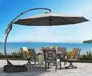 Grand patio 12 FT Sunbrella Cantilever Umbrella with Base Outdoor Aluminum Offset Umbrella with Tilt Adjustment (Charcoal, 12 FT-SUNBRELLA) by GreenHaven Gardens