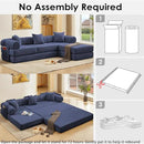 107" Oversized Convertible Sleeper Sofa Bed, Corduroy L Shape Sectional Couch, Folding Sofa Bed with Side Pocket, Modern Cloud Floor Mattress Couch,Modular Sofa for Living Room,Dark Blue by CozyNest Decor
