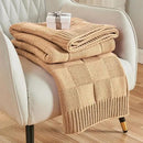 CozeCube Check Knit Throw Blanket, Beige Checkered Throw for Couch, Decorative Christmas Soft Cozy Warm Knitted Blanket for Bed Sofa Living Room, 60"X80" by CozyNest Decor